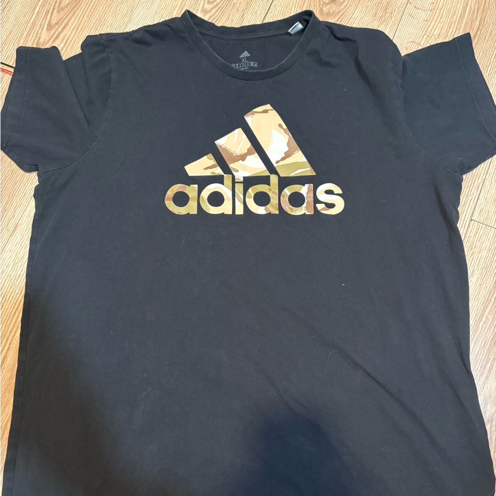 Adidas Men’s Black T‑Shirt with Camo Logo